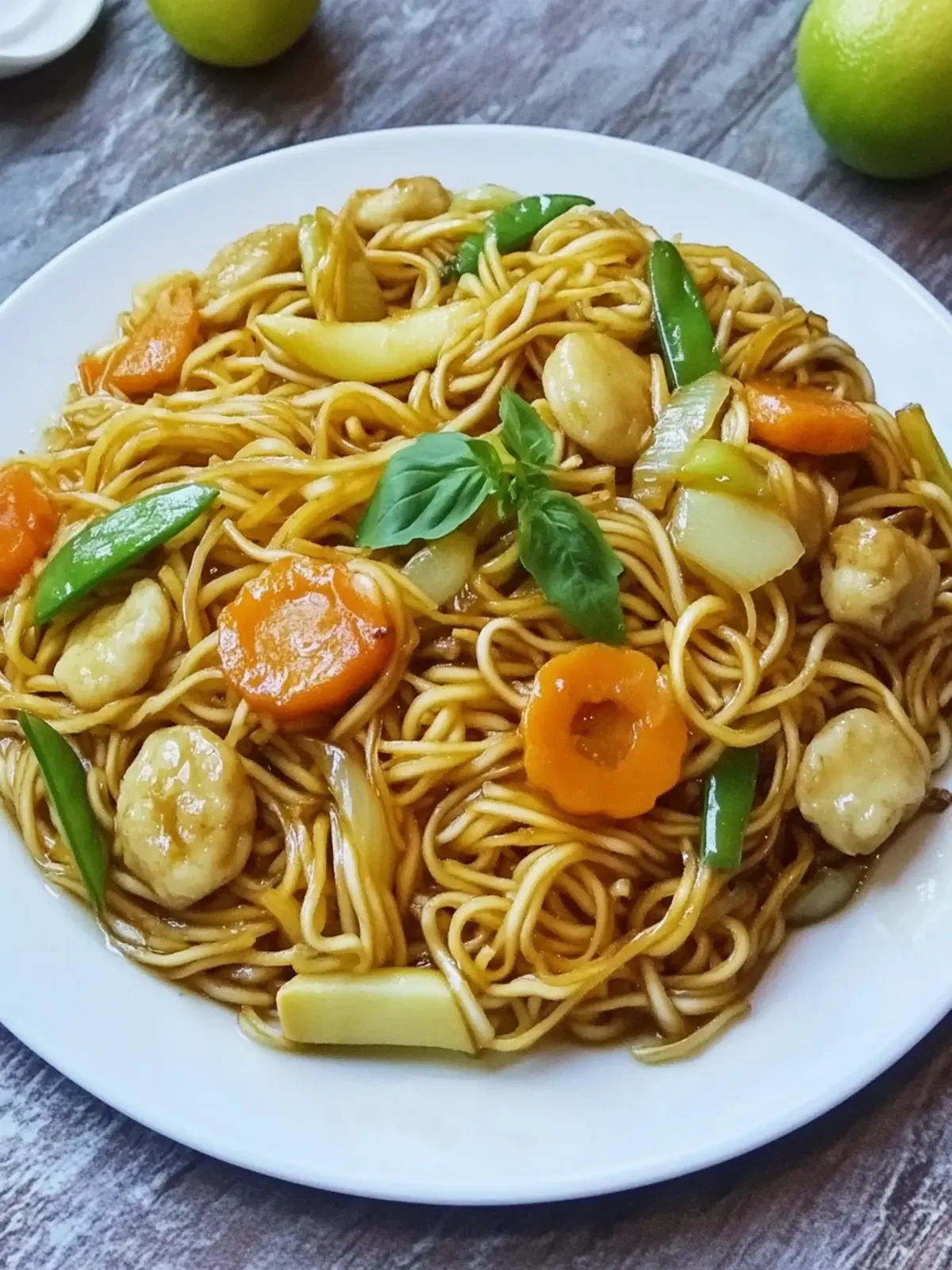 Hühnchen gebratene Nudeln