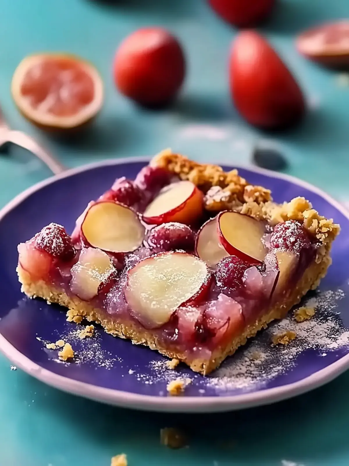 Genießen Sie Pflaumenkuchen mit Marzipancrumbles.