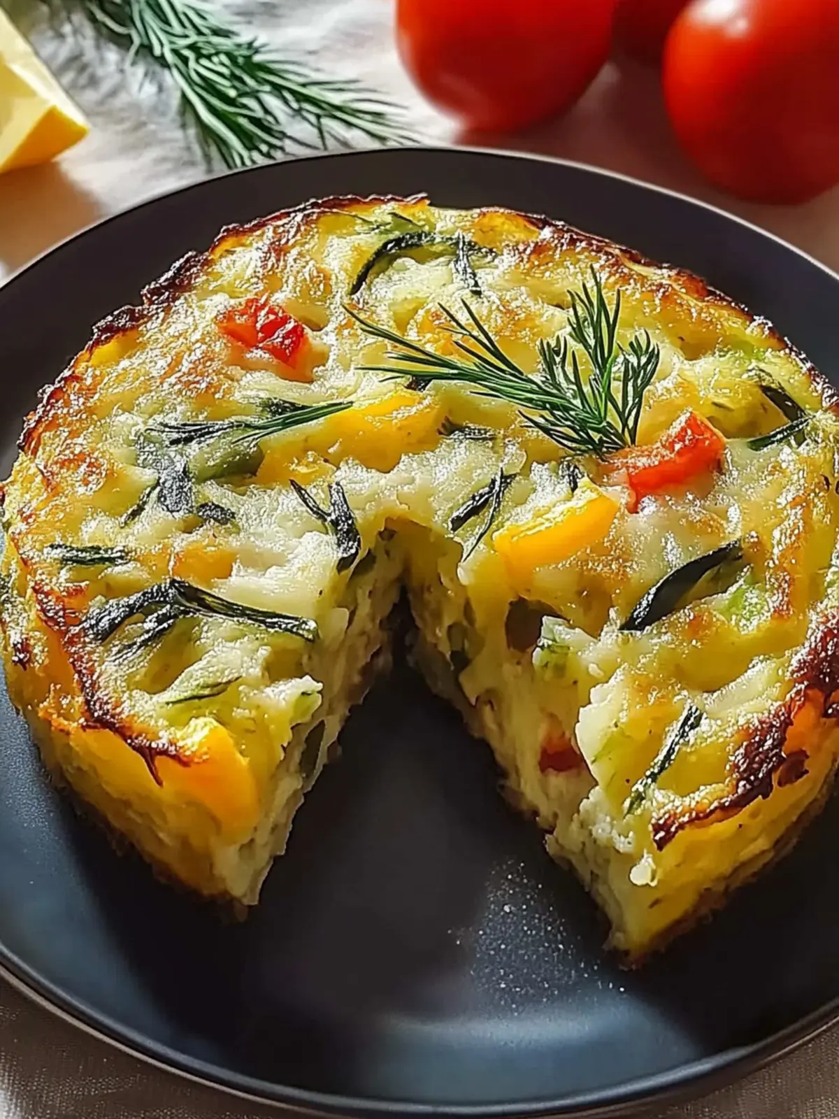 Vegetarische Kartoffelauflauf mit Zucchini, Karotten und Zwiebeln