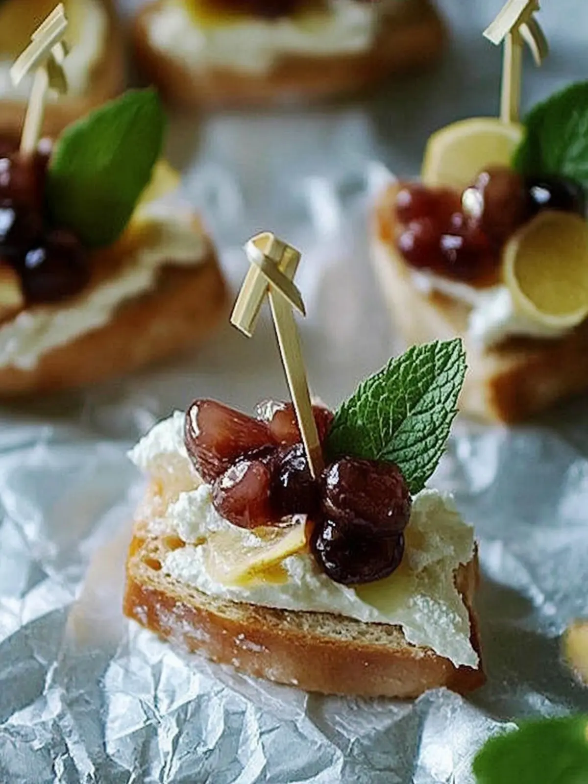 Cranberry, Brie und Prosciutto Crostini mit Balsamico-Glasur
