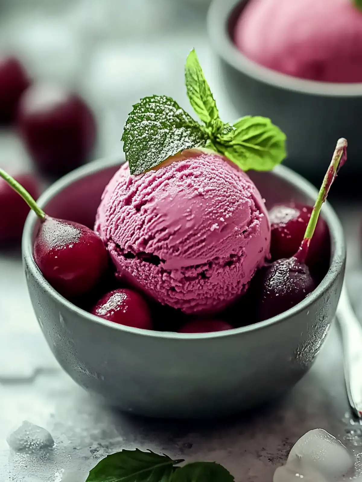 Veganische Kirsch-Kokosnuss-Eiscreme