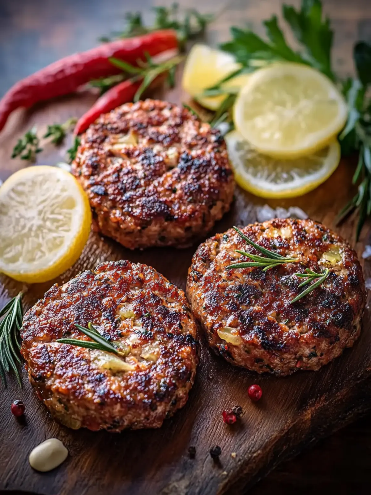 Saftiges Rinderbifteki mit Auberginenextrakt