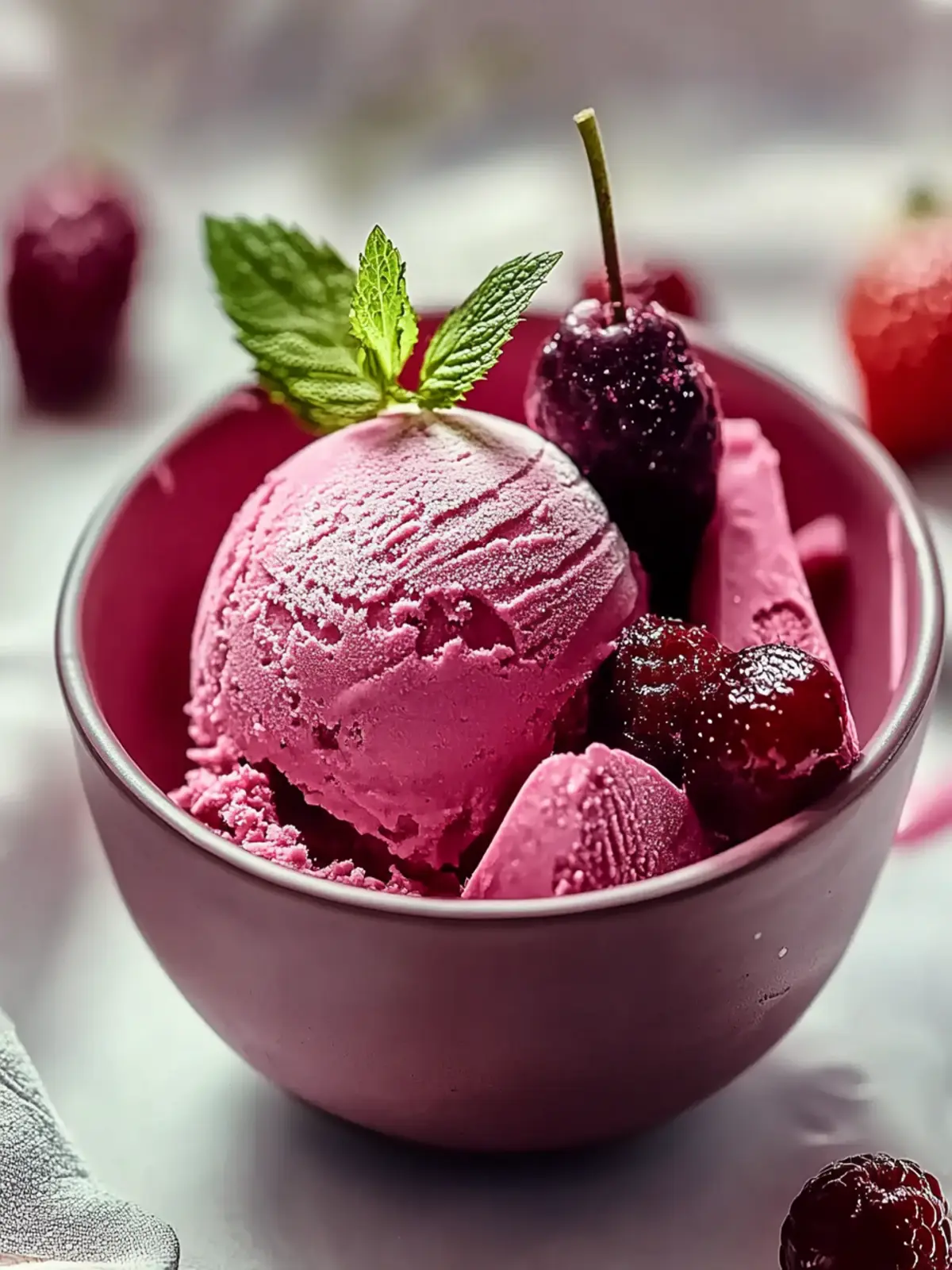 Veganische Kirsch-Kokosnuss-Eiscreme