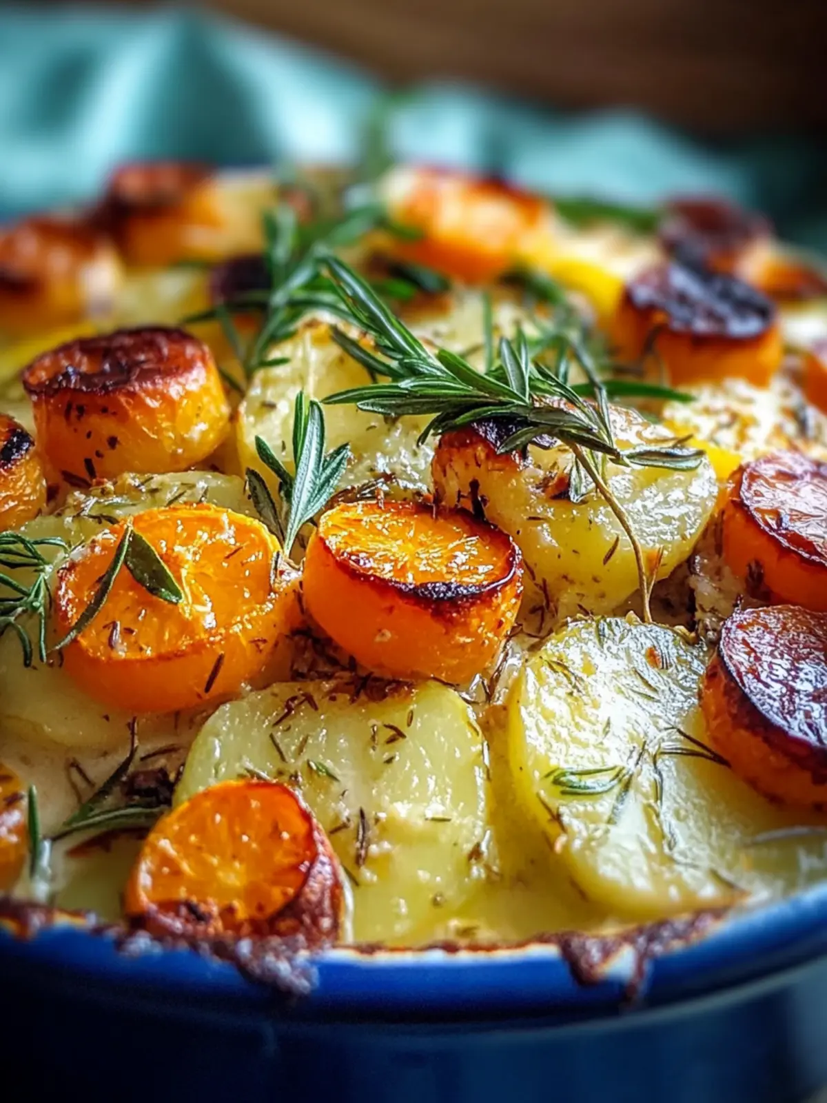 Cremiger Kürbis- und Kartoffelauflauf