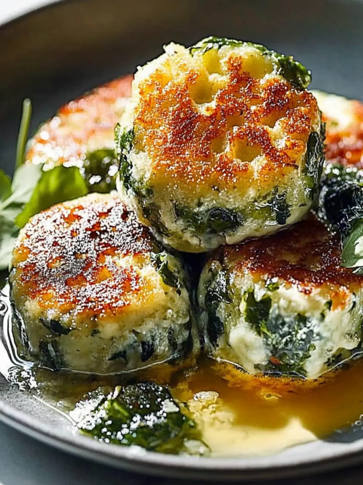 Spinatknödel mit Butter und Parmesan