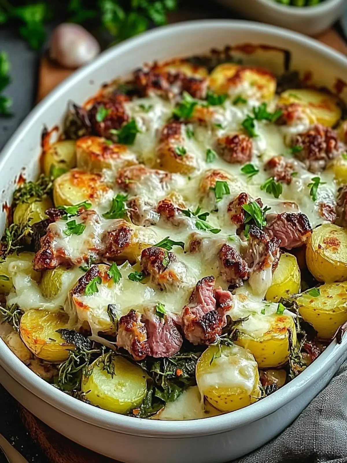 Rosenkohlauflauf mit Kartoffeln und Hackfleisch