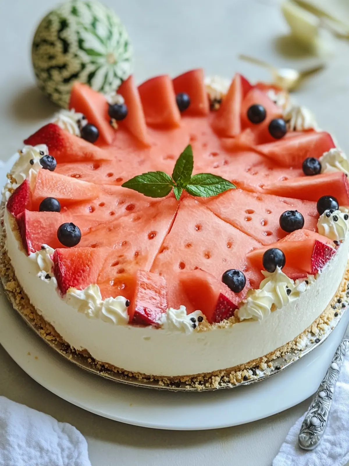 No-Bake Wassermelonen Kuchen Rezept