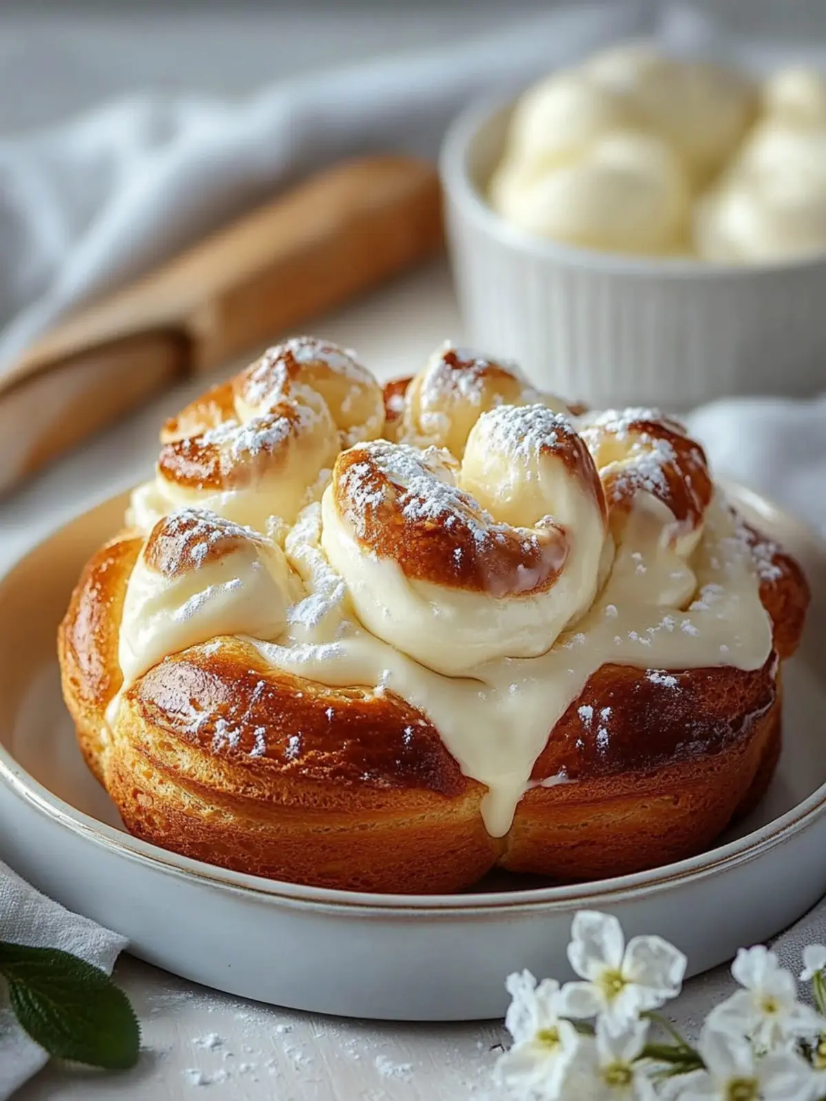 Zimtschnecken-Brioche mit Vanille-Frischkäse-Glasur