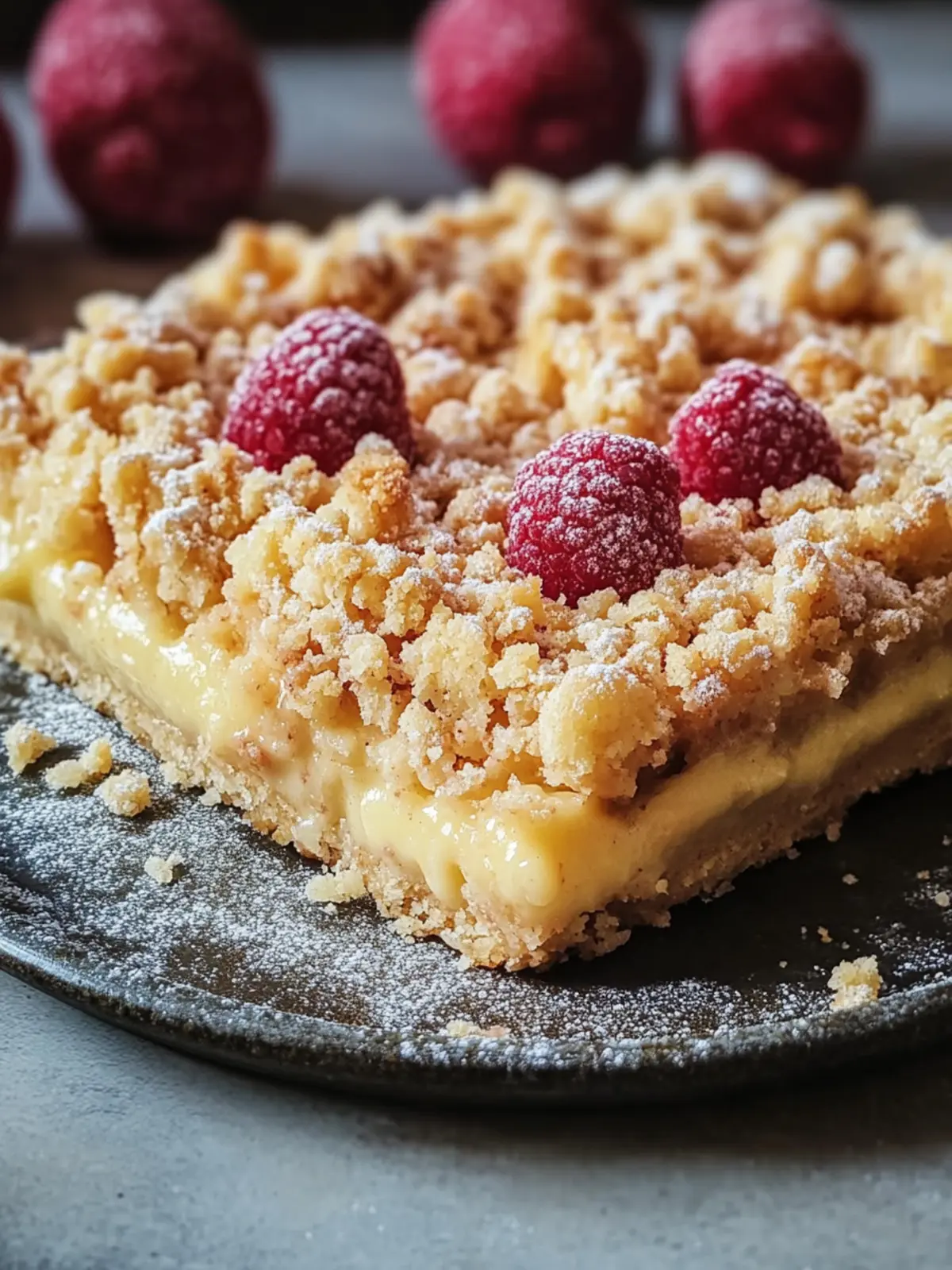 Streuselkuchen mit Pudding aus einem Blech