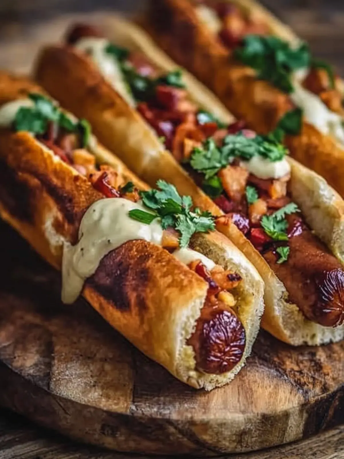 Gebackene Hotdogs in Tortillateig