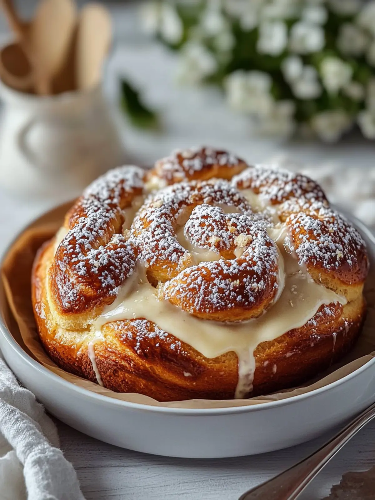 Zimtschnecken-Brioche mit Vanille-Frischkäse-Glasur