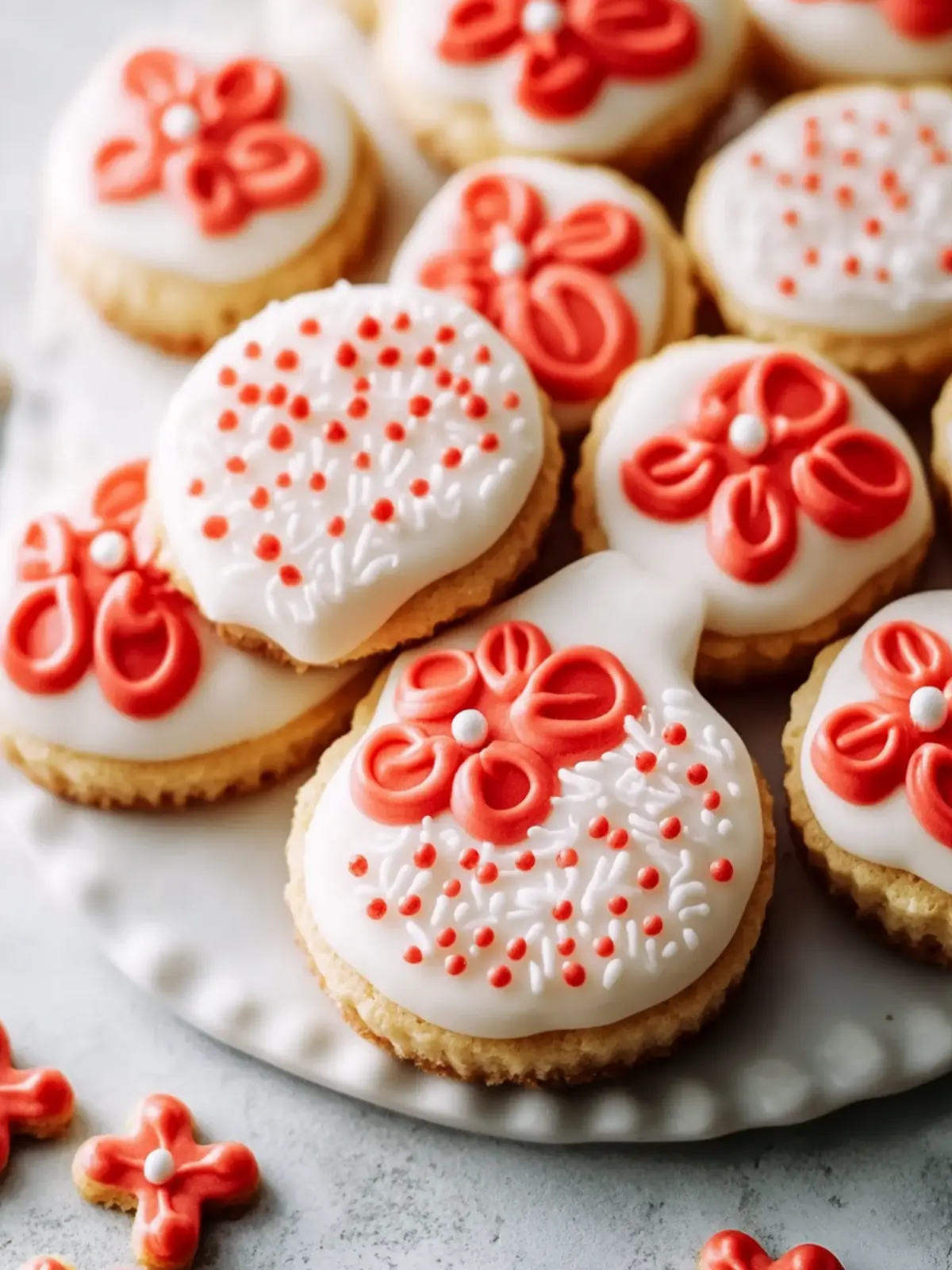 Zuckerplätzchen mit rotem Royal-Icing