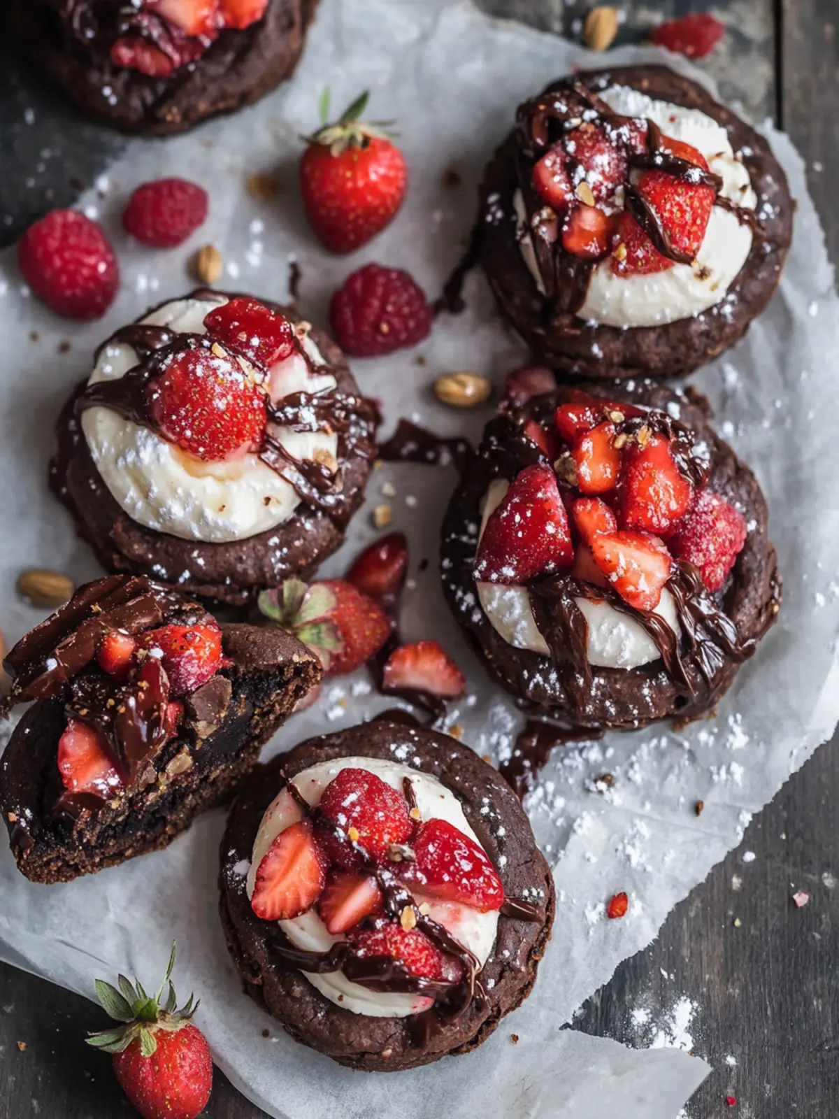 Schokoladenüberzogene Erdbeerkekse