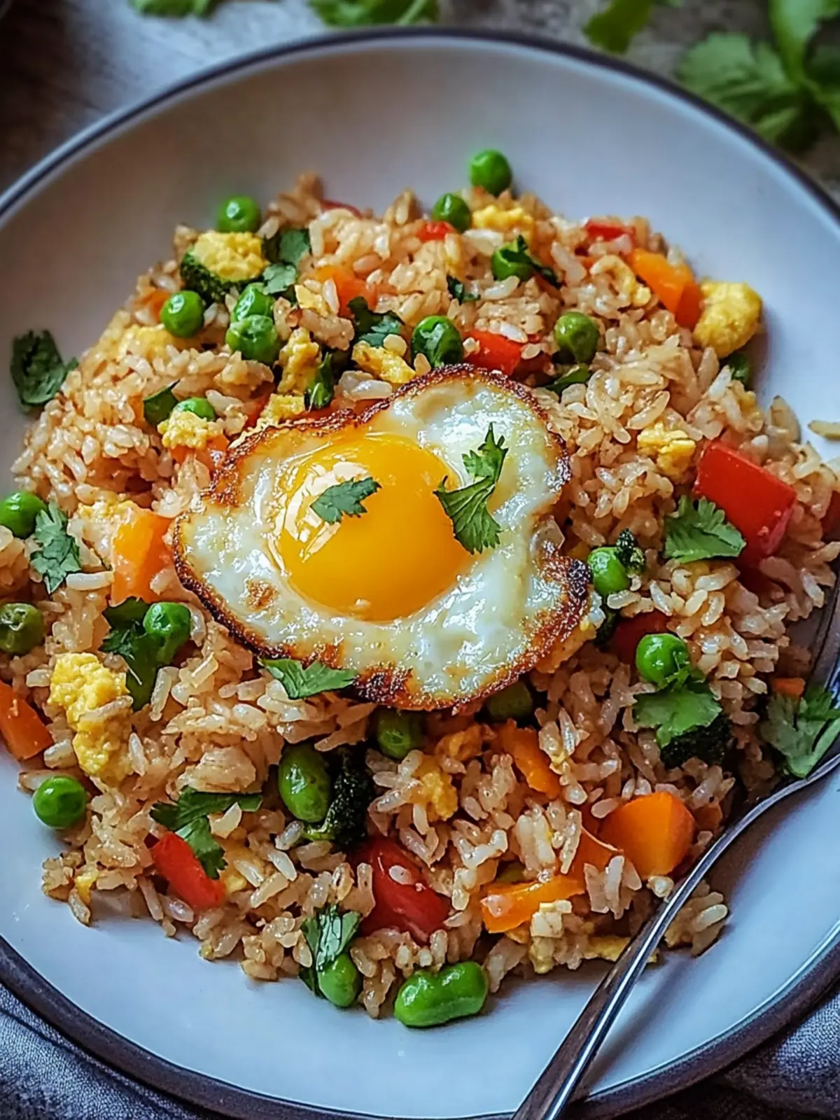 Bratreis mit Ei und Gemüse