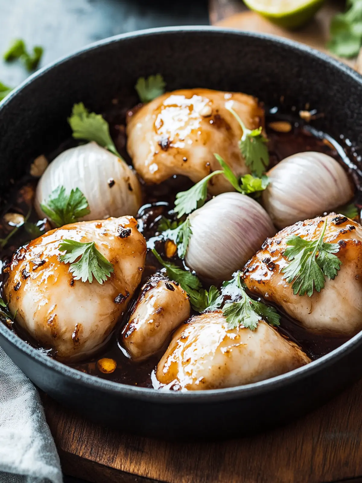 Honig Knoblauch Glasiertes Hähnchenschenkel