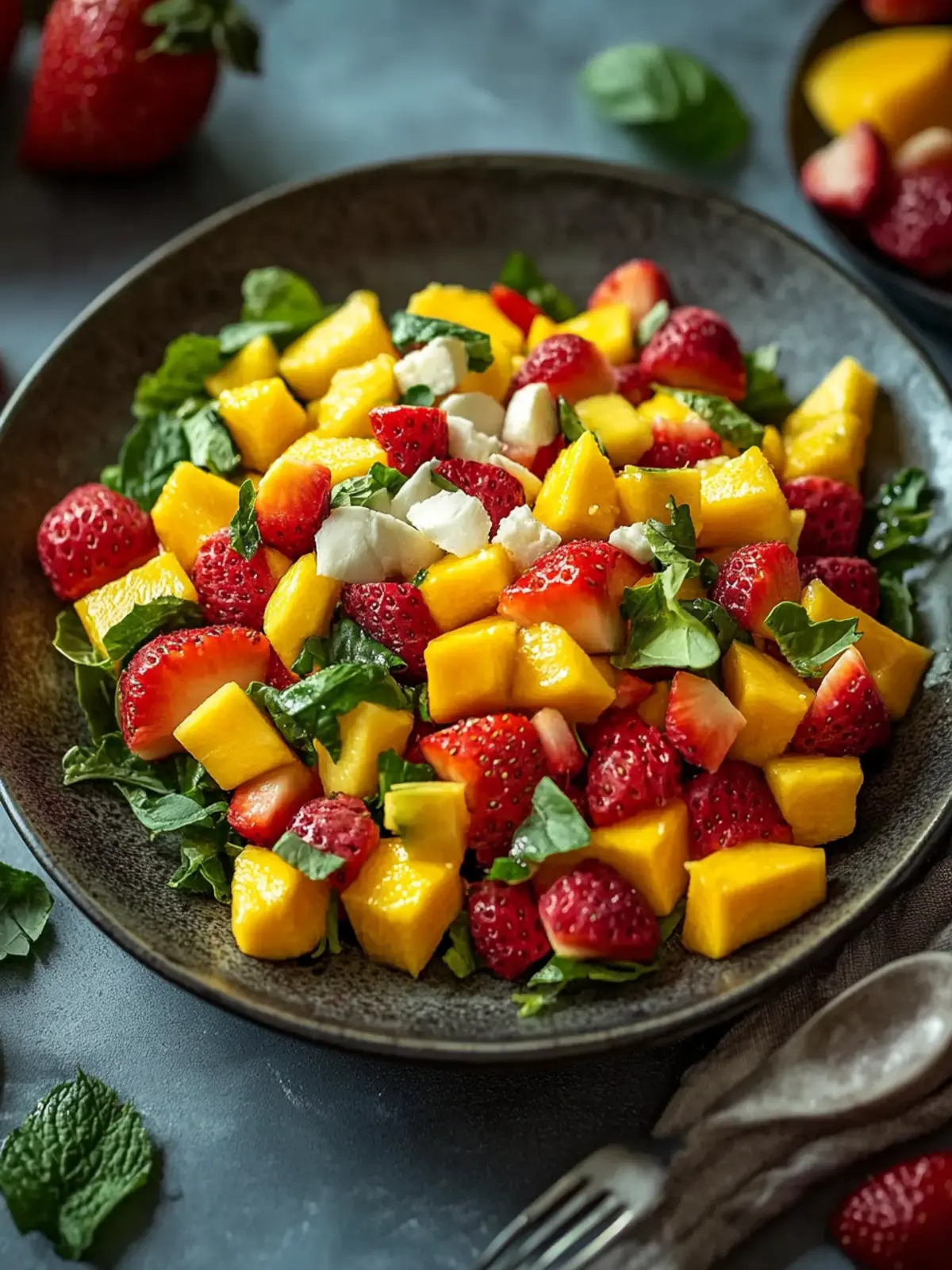 Erdbeeren und Mangosalat
