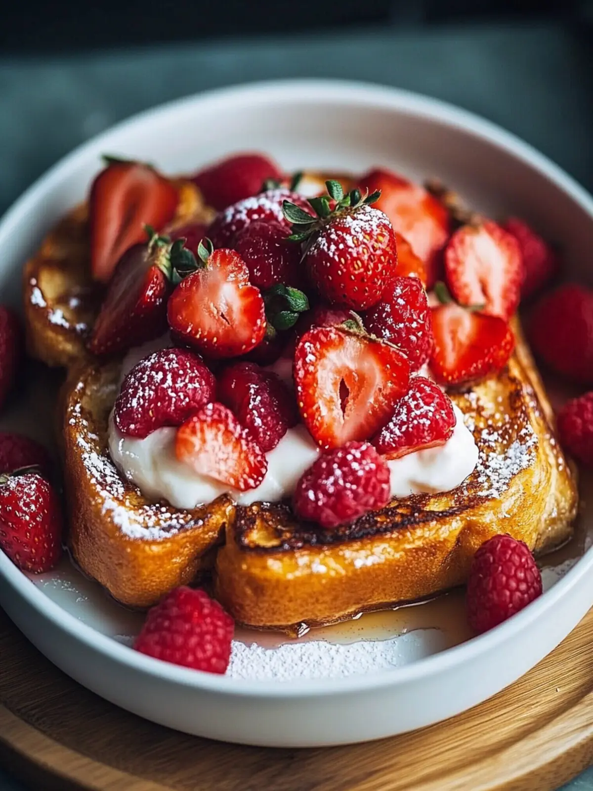 Die besten gebackenen Erdbeeren und Sahne French Toast