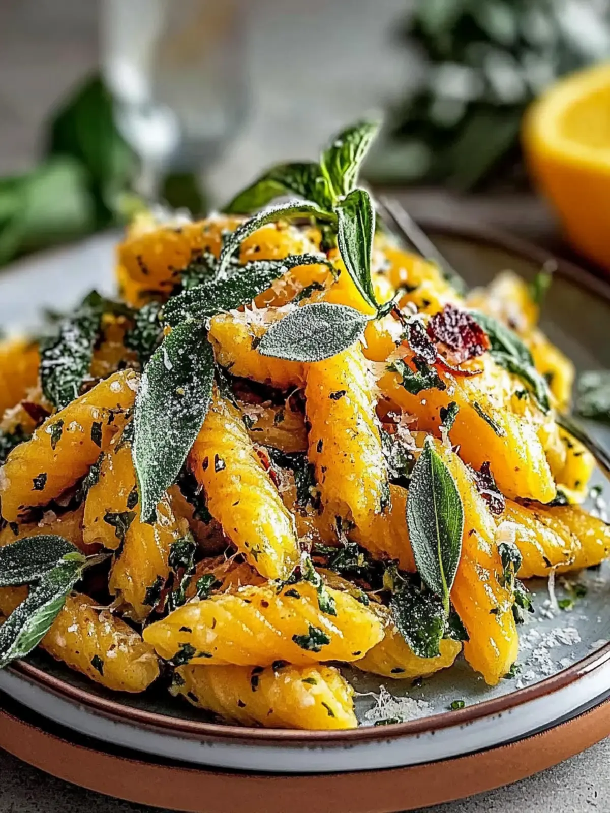 Kürbis-Scherennudeln mit Salbei