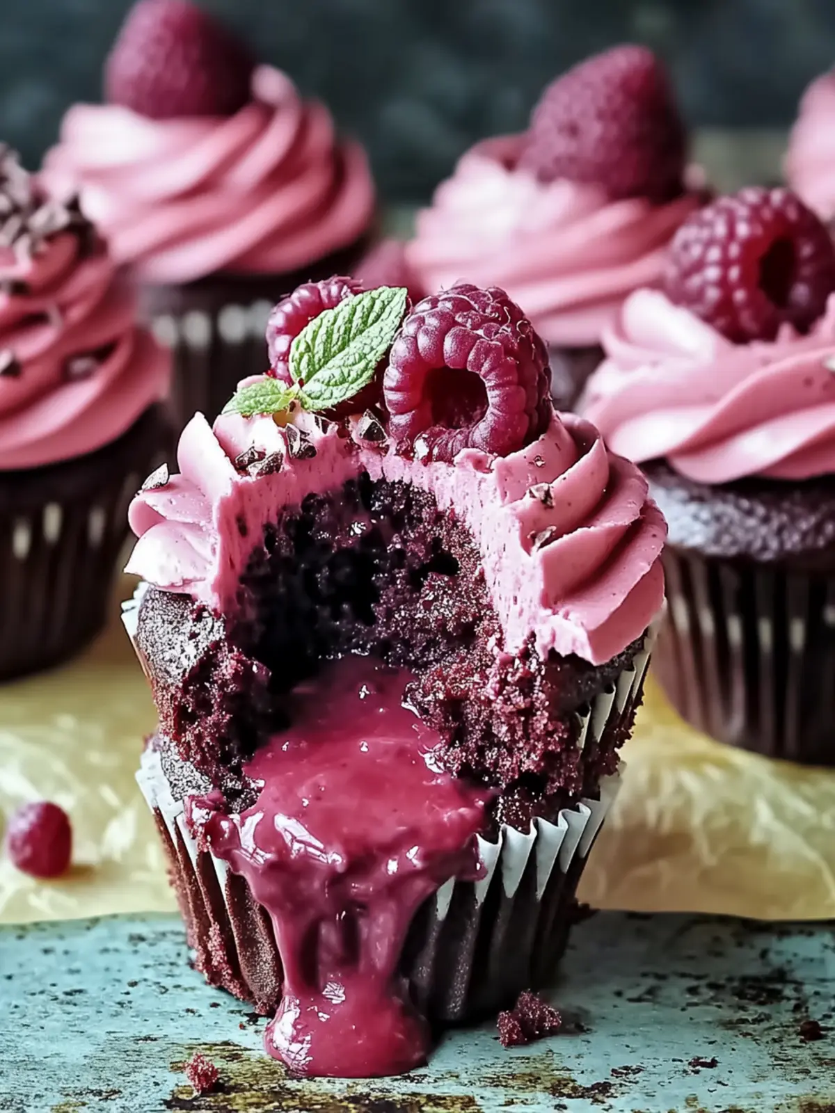 Dekadente Himbeer-Schokoladen-Lava-Cupcakes