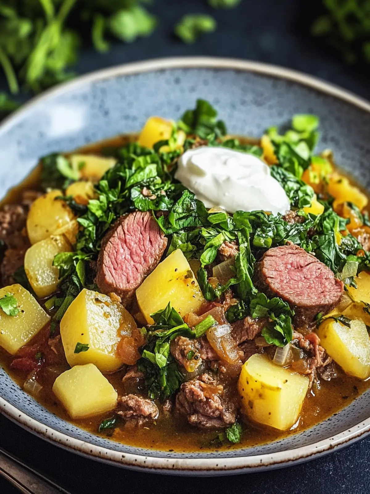 Hackfleisch, Spitzkohl und Kartoffel-Eintopf