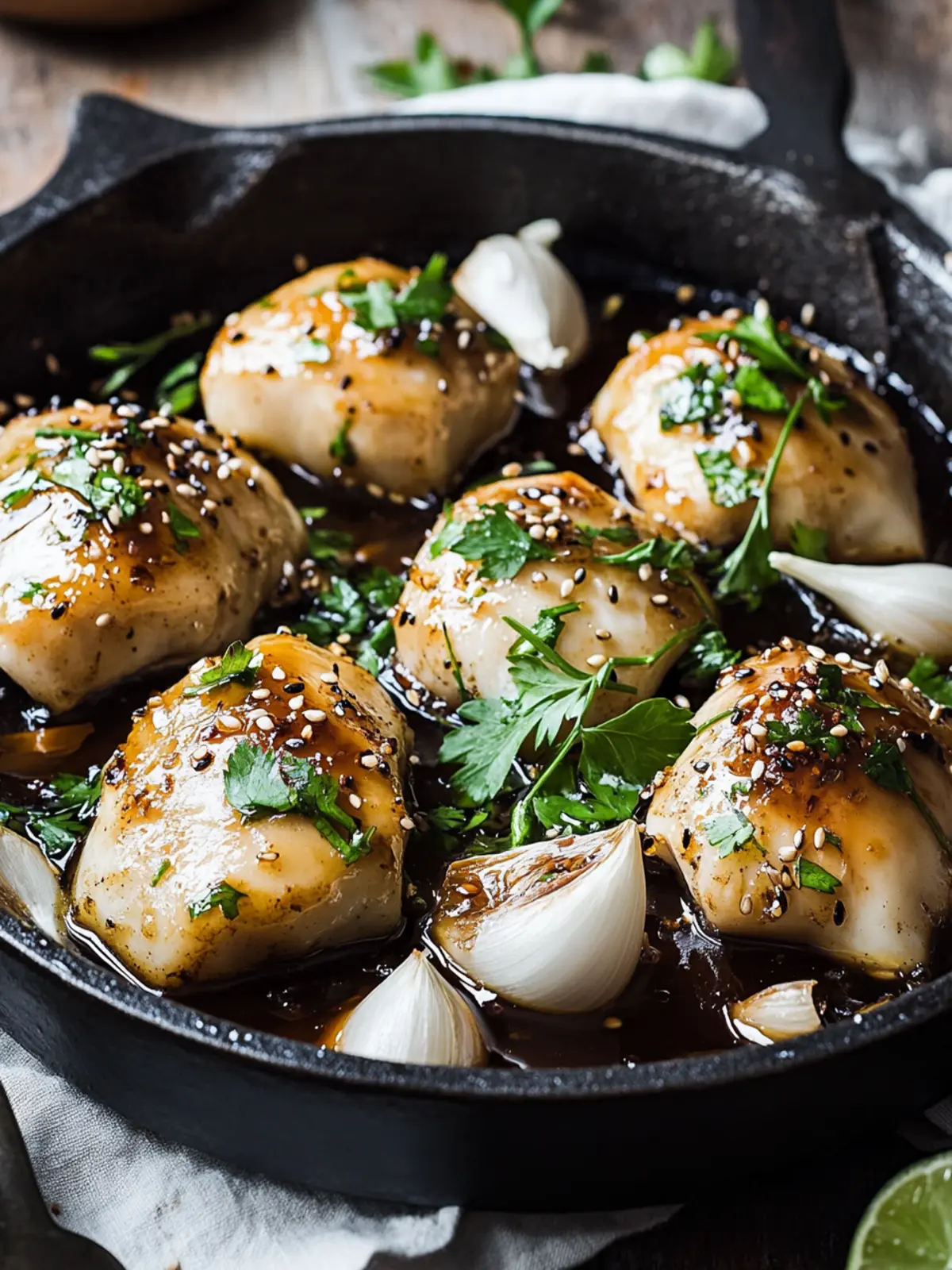 Honig Knoblauch Glasiertes Hähnchenschenkel