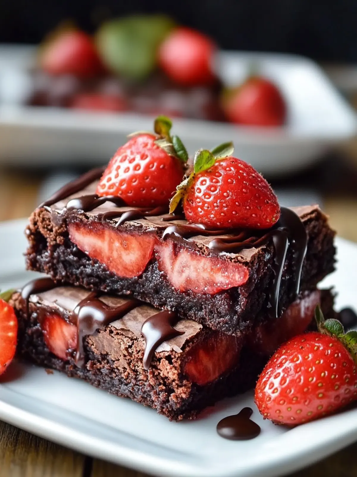 Schokoladenüberzogene Erdbeer-Brownies