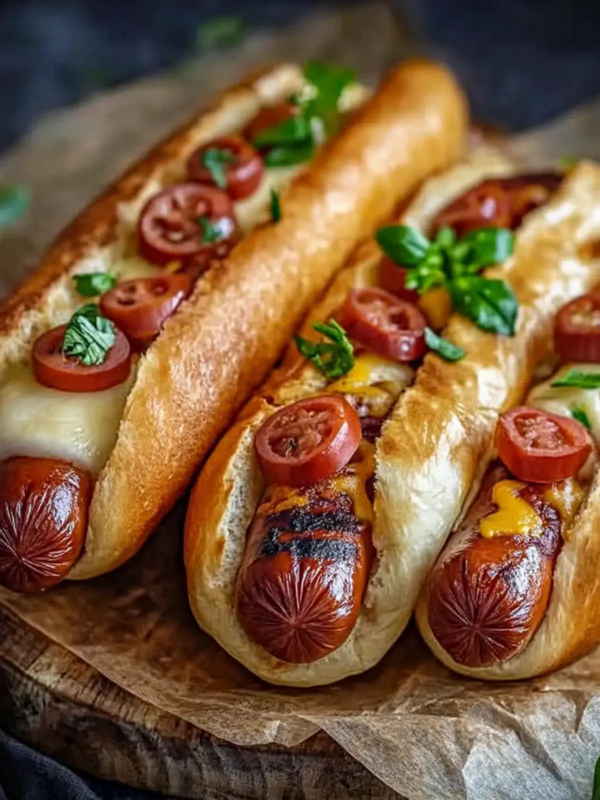 Gebackene Hotdogs in Tortillateig
