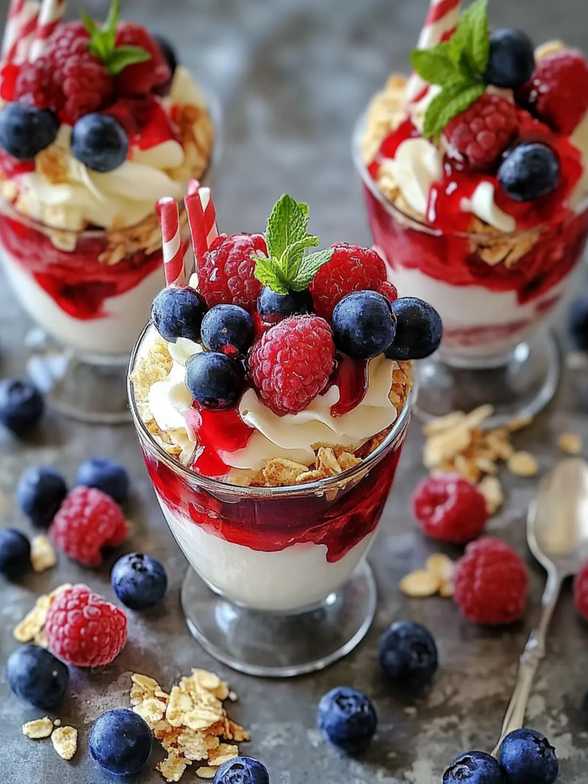Patriotische Beeren Parfaits