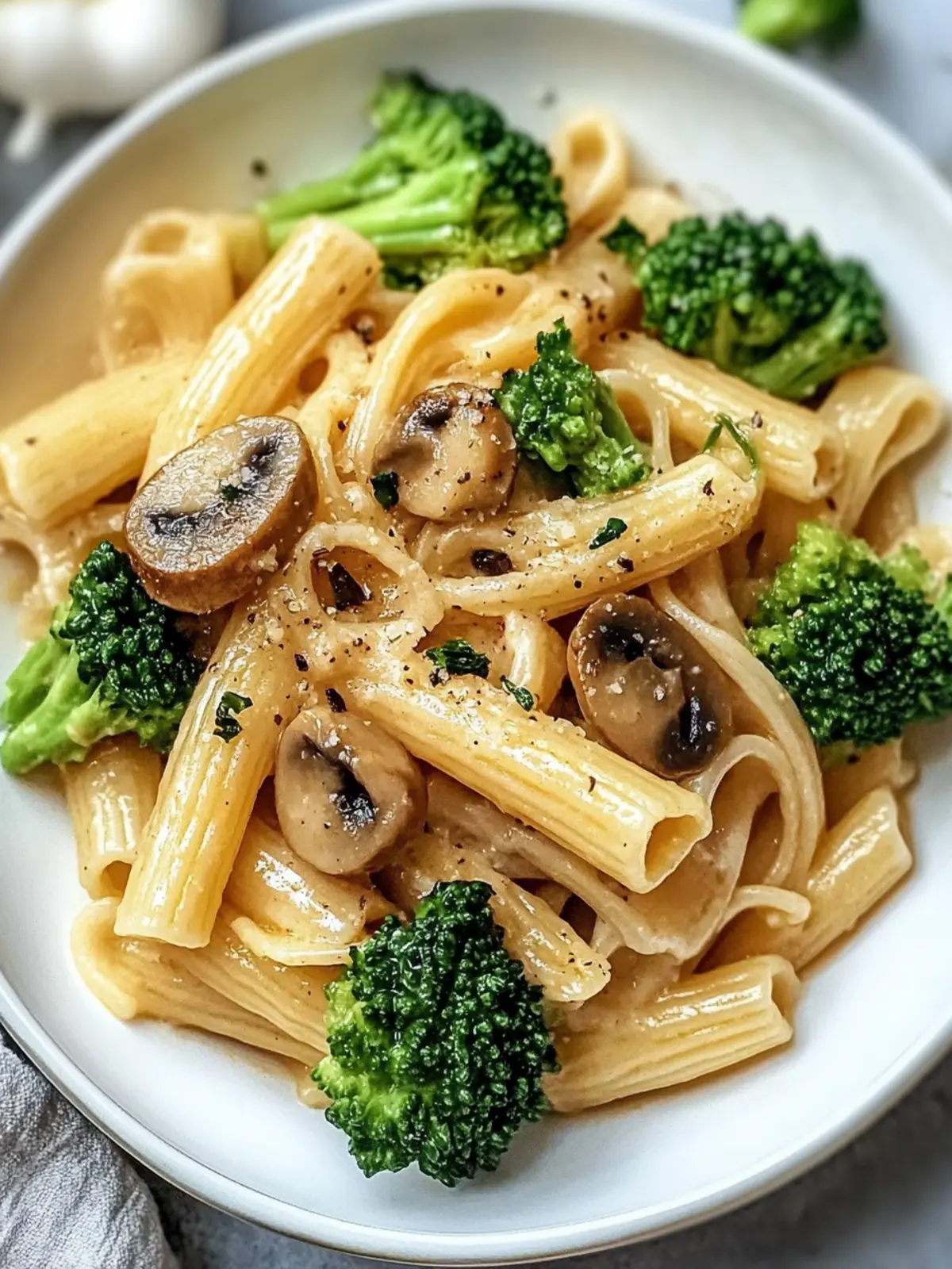 Vegane Pilz- und Brokkoli-Pasta