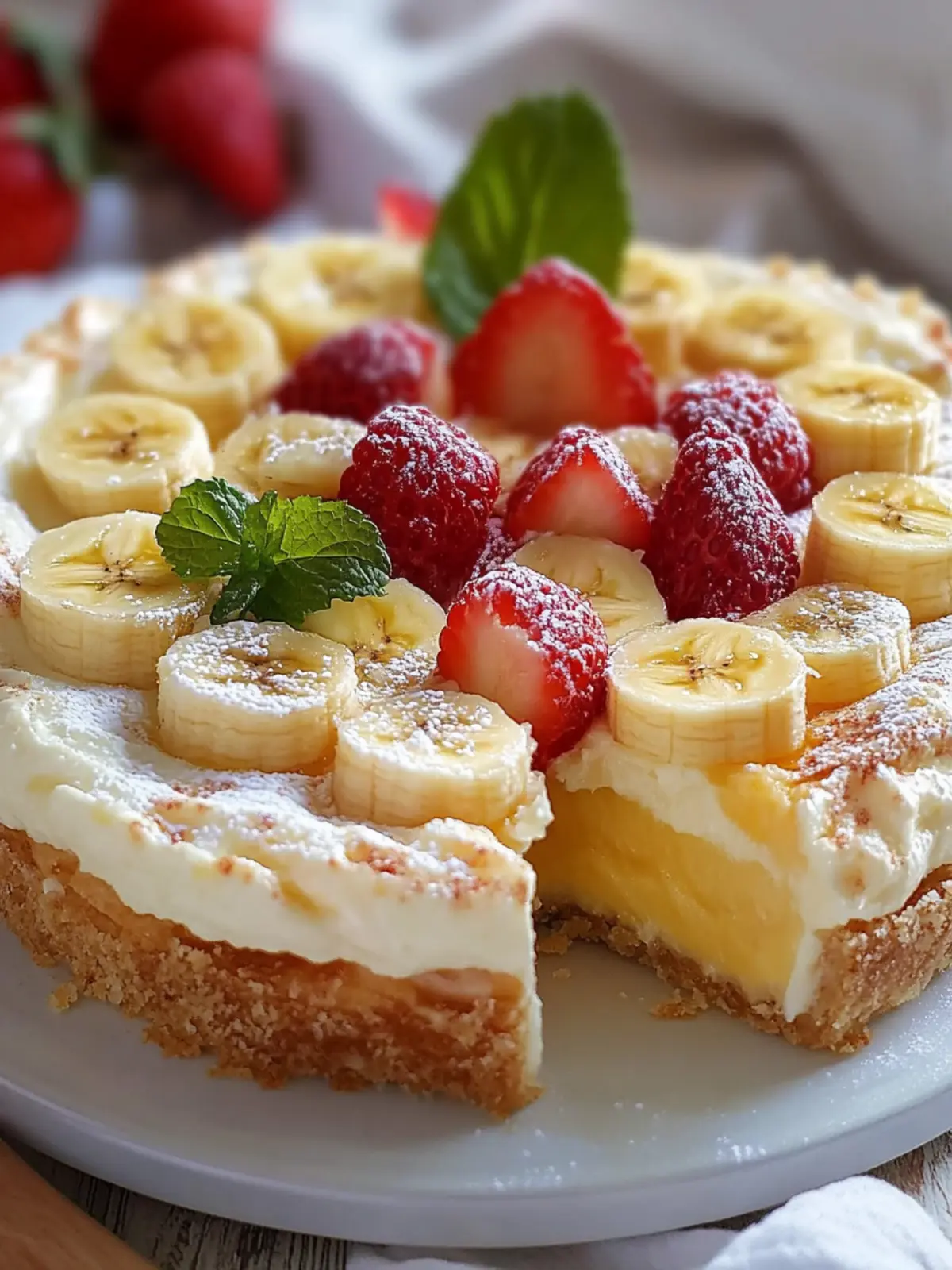 No-Bake Bananen-Split-Käsekuchen