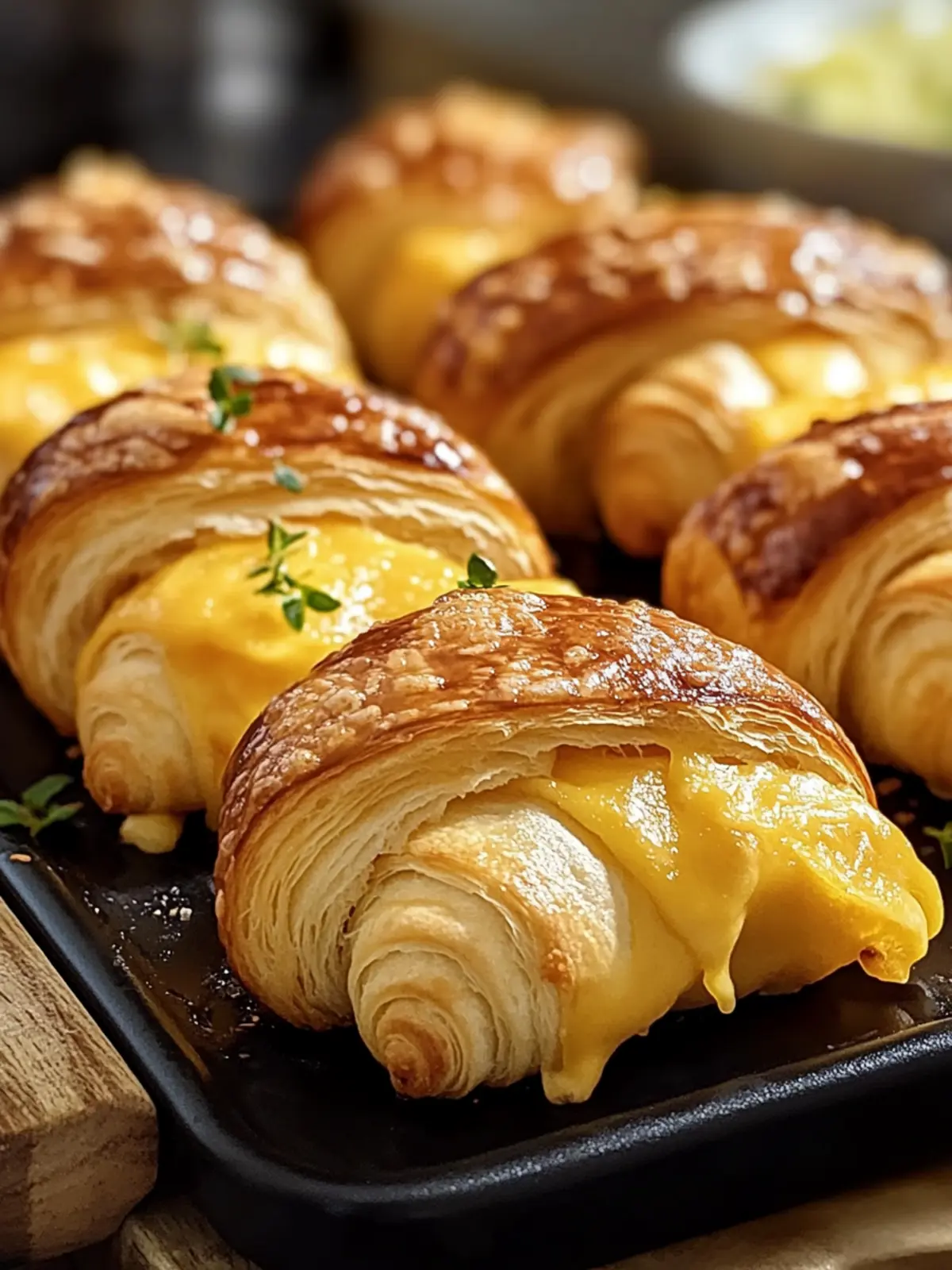 Schinken und Cheddar Croissant-Röllchen