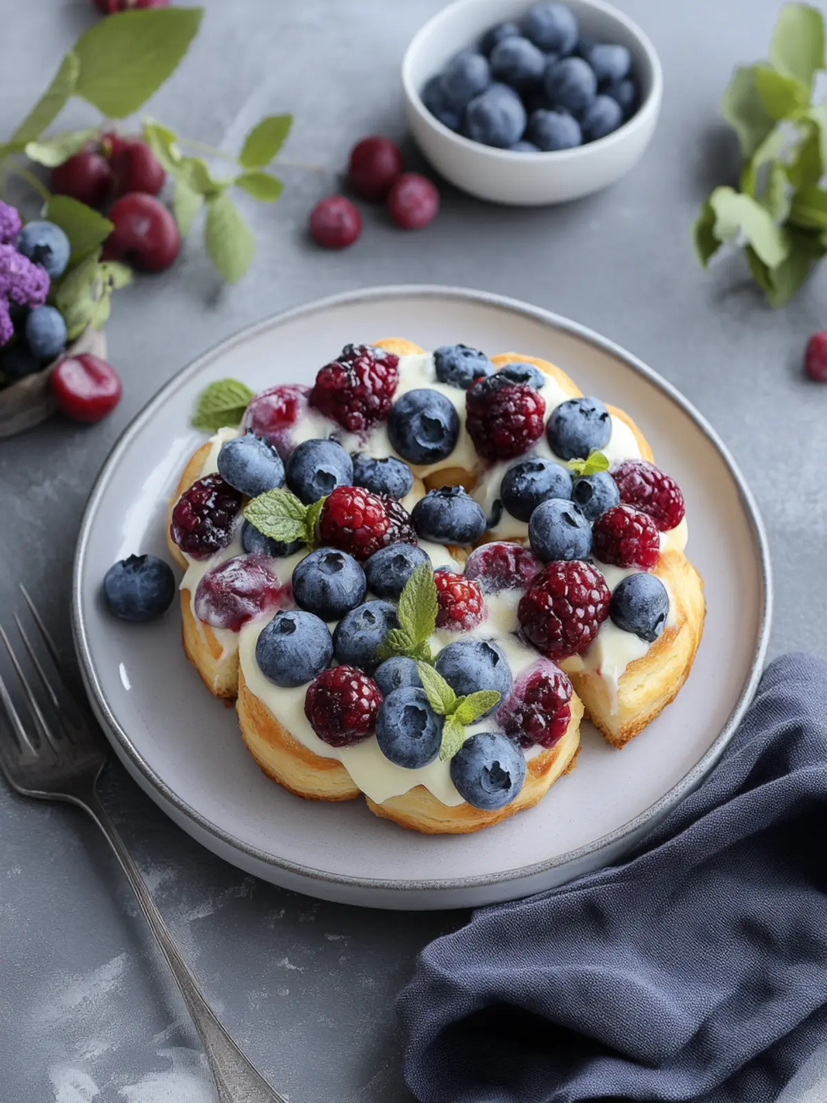 Blaubeer Frischkäse Blätterteig