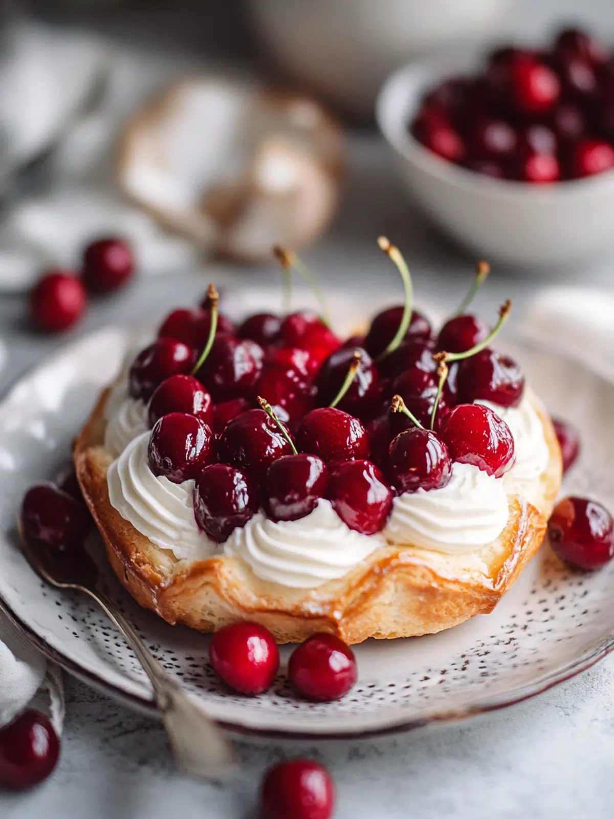 Verlockende Kirschen- und Frischkäse-Danish