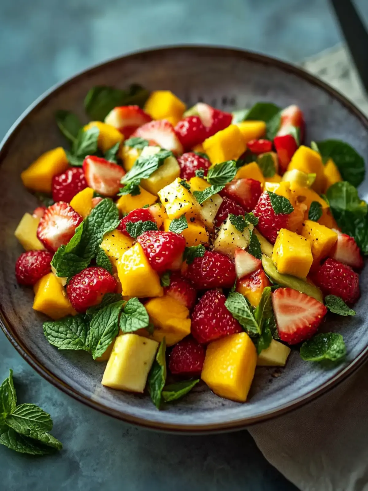 Erdbeeren und Mangosalat