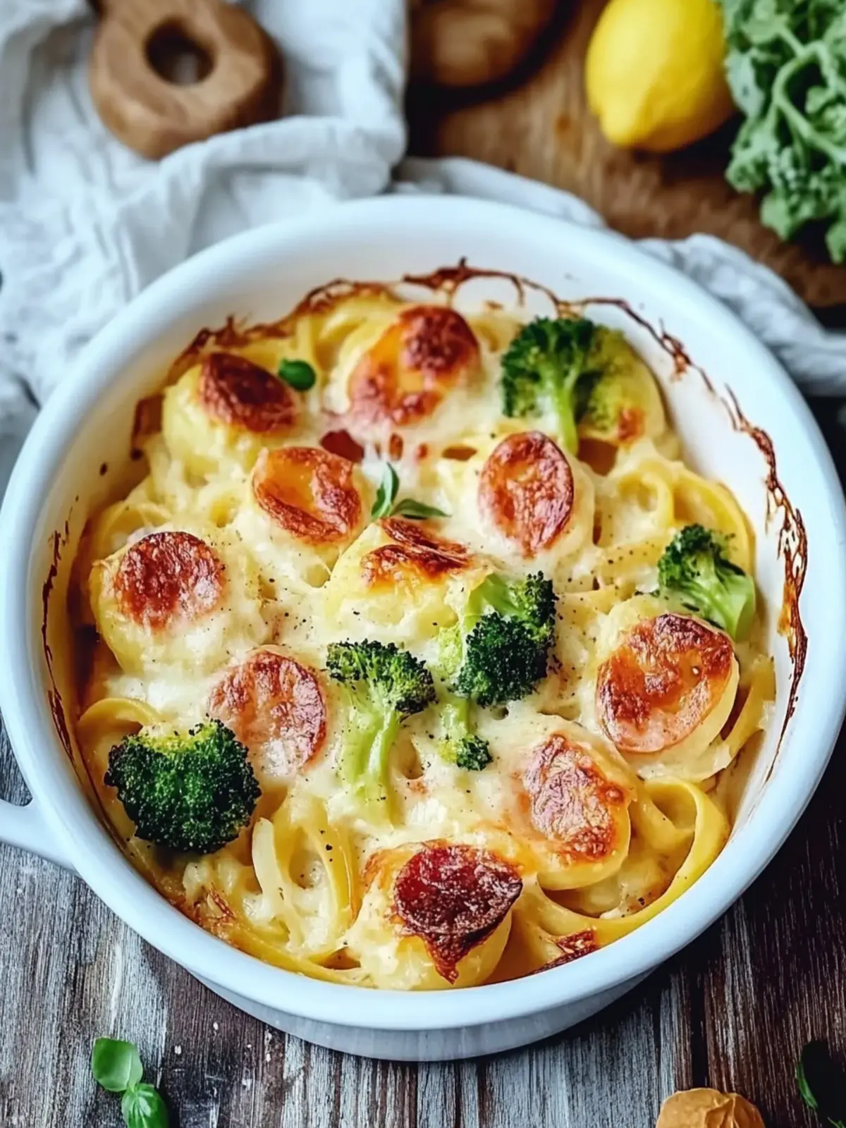 Spätzleauflauf mit Rosenkohl und Kasseler