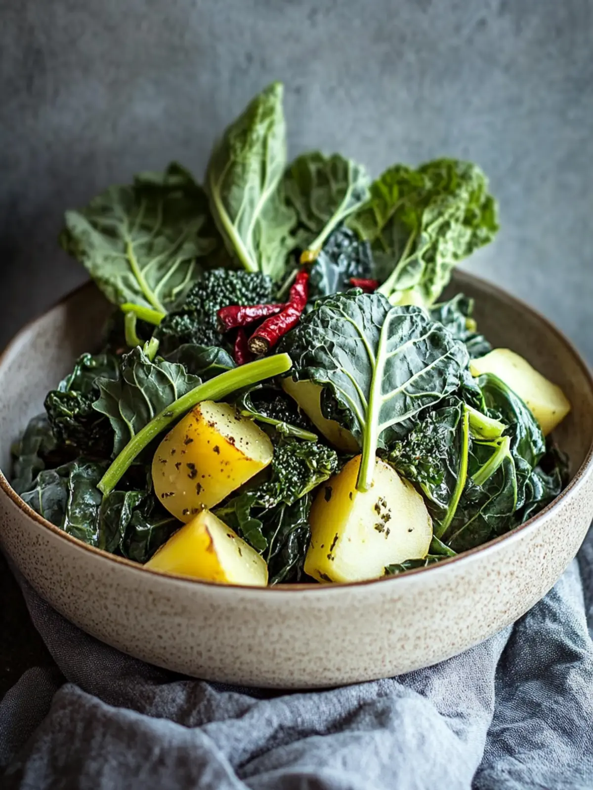 Südlicher Blattkohl Kartoffel Eintopf