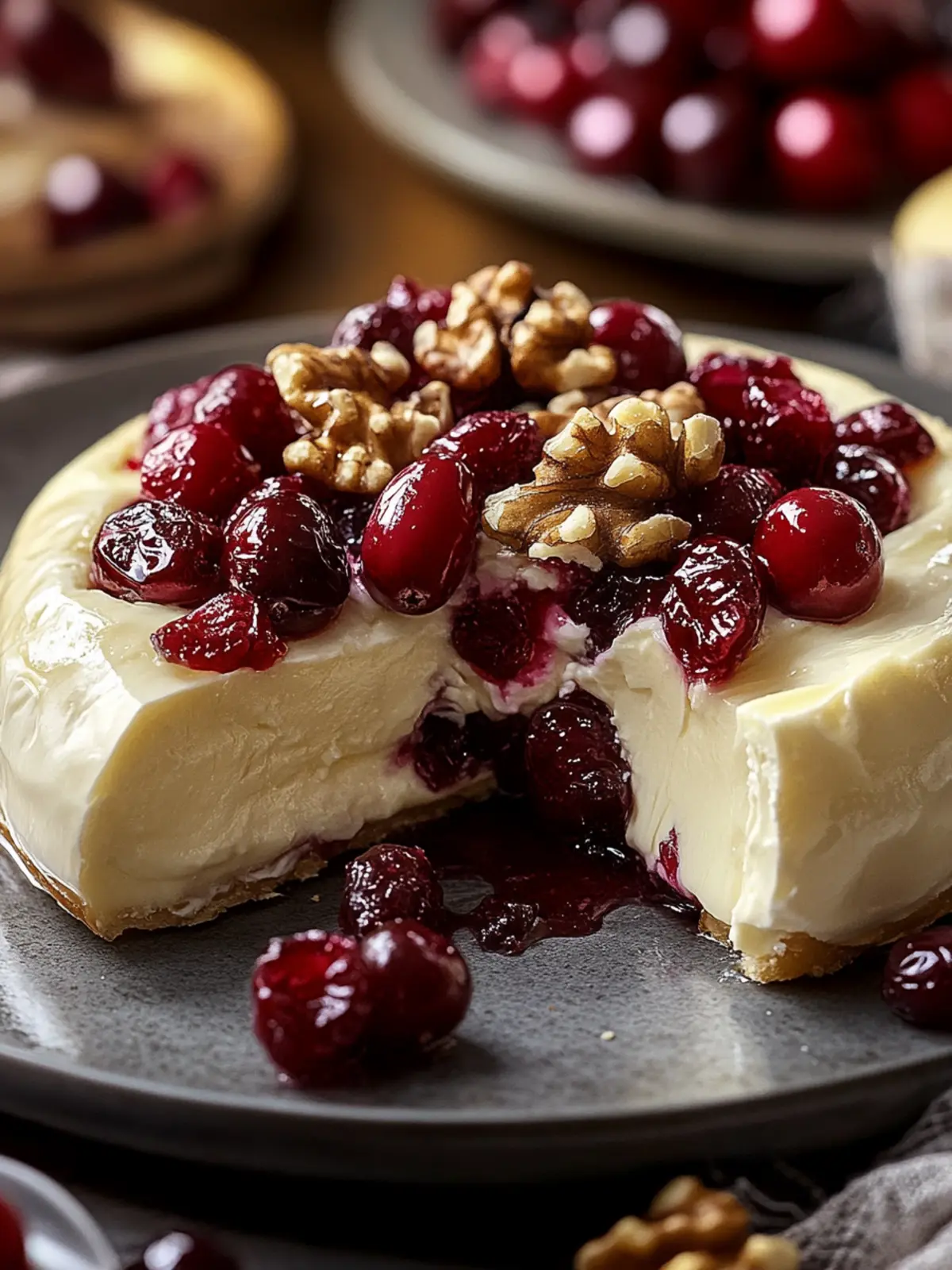 Dekadent Gebackener Gefüllter Brie mit Preiselbeeren & Walnüssen