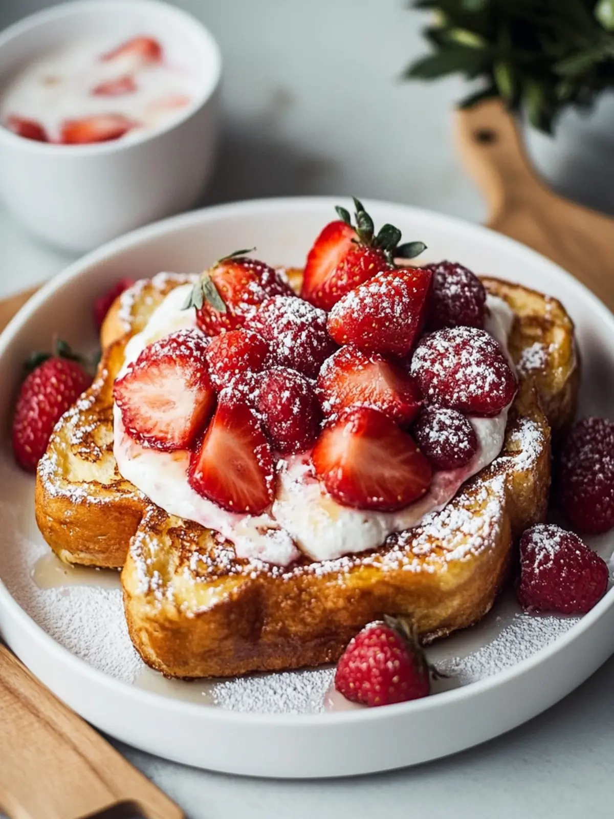 Die besten gebackenen Erdbeeren und Sahne French Toast