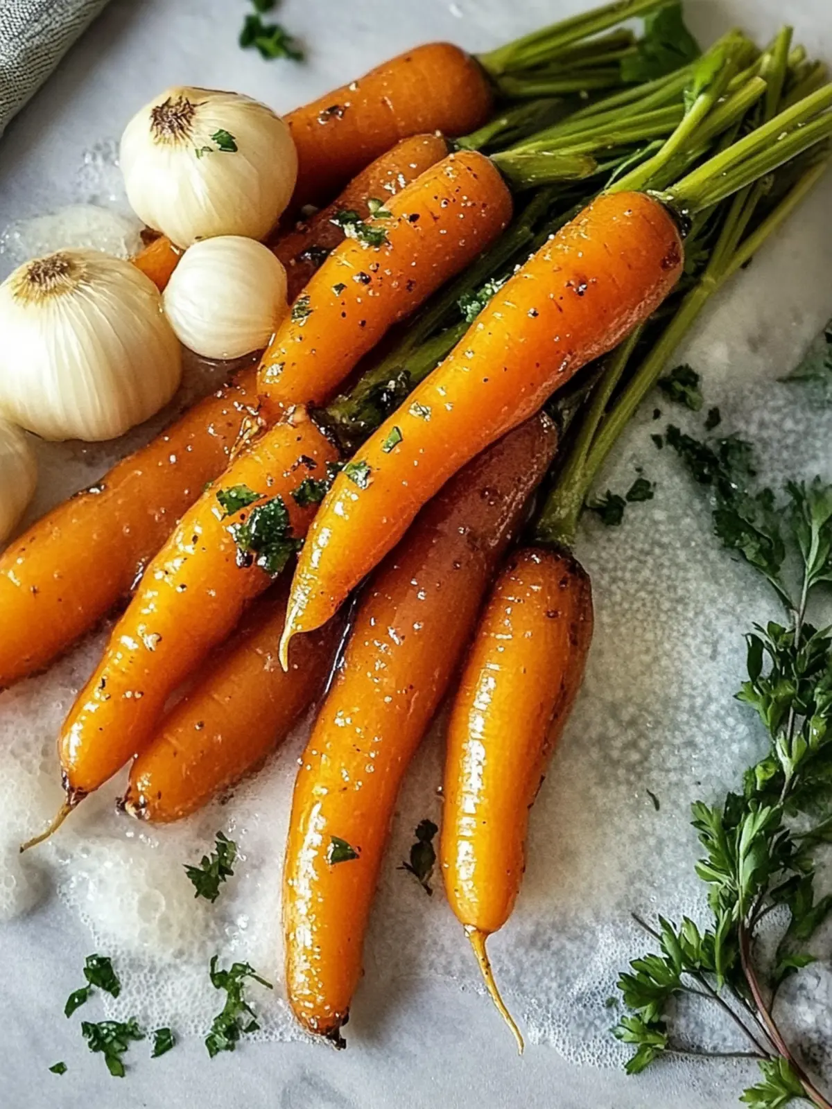 Honig Knoblauch geröstete Karotten