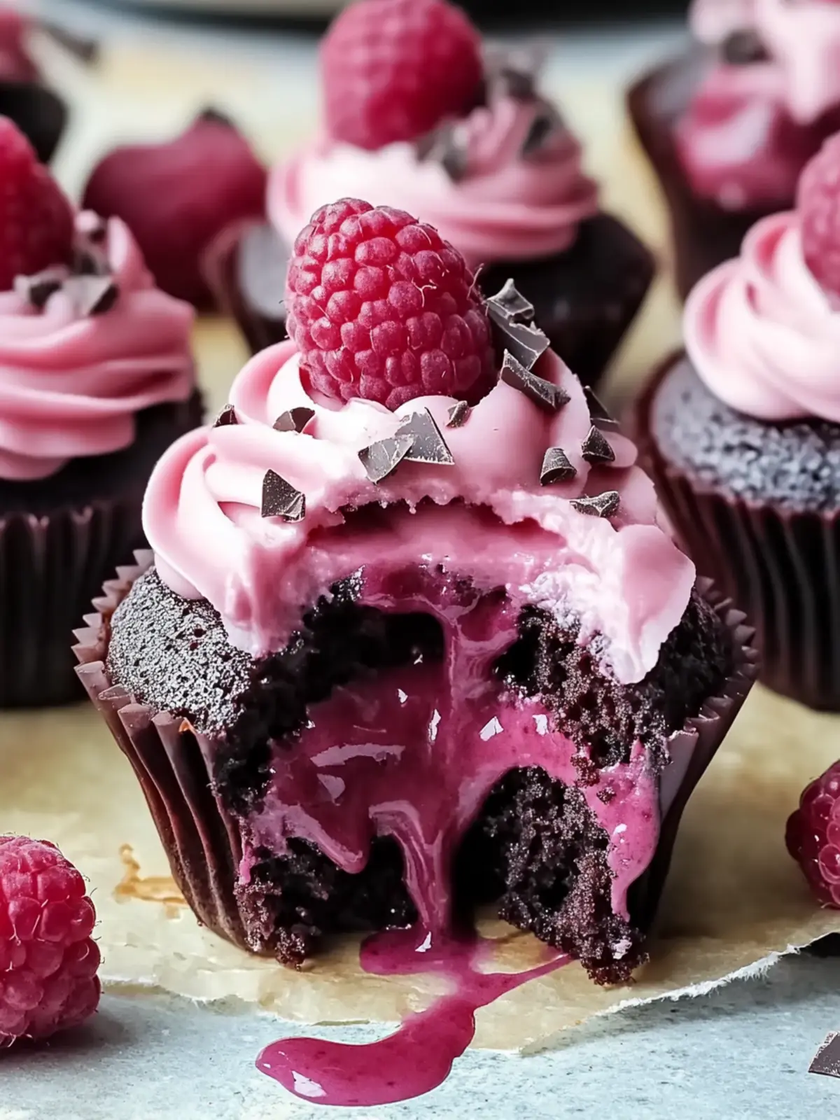 Dekadente Himbeer-Schokoladen-Lava-Cupcakes