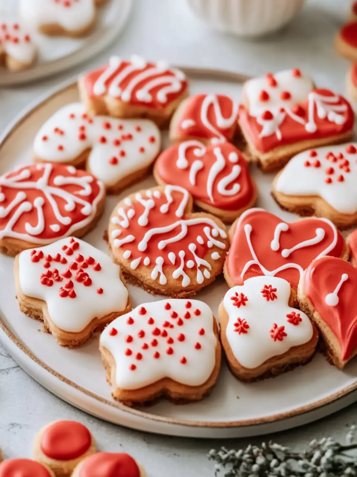 Zuckerplätzchen mit rotem Royal-Icing