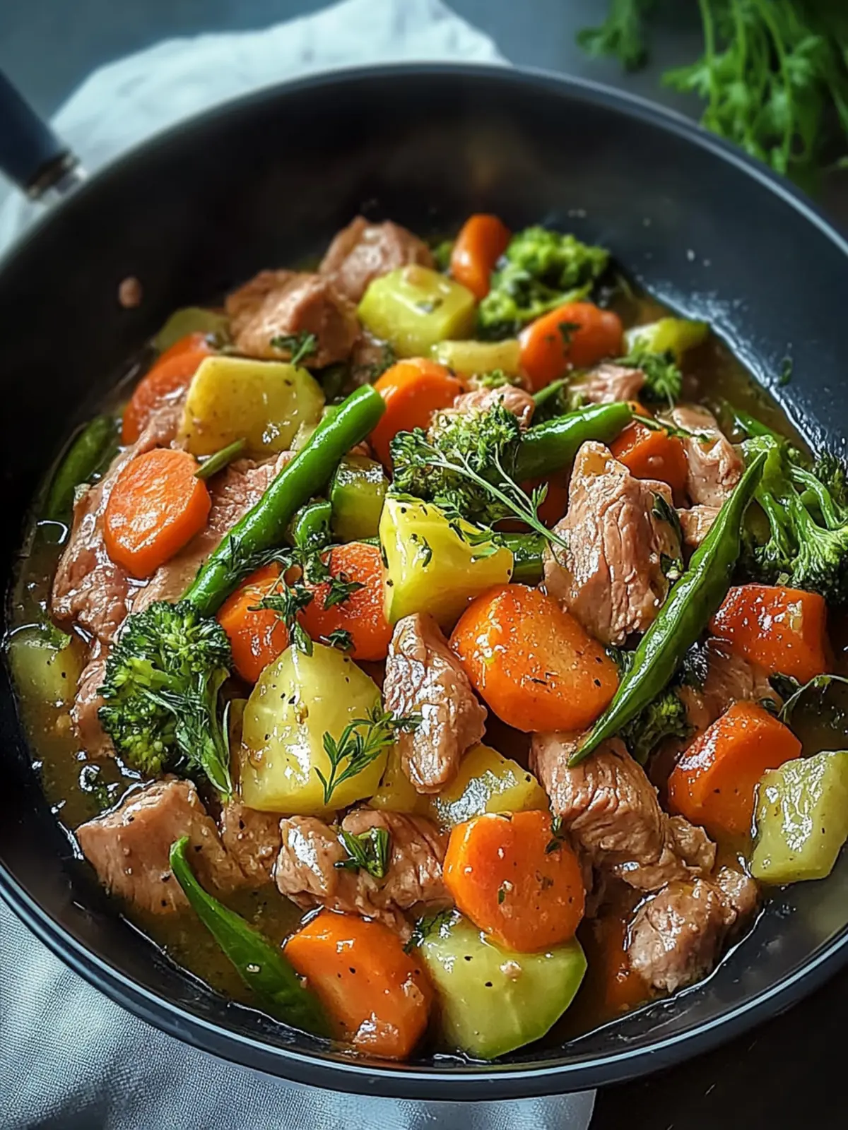 Herzhafter Rindfleisch-Wok mit frischem Gemüse
