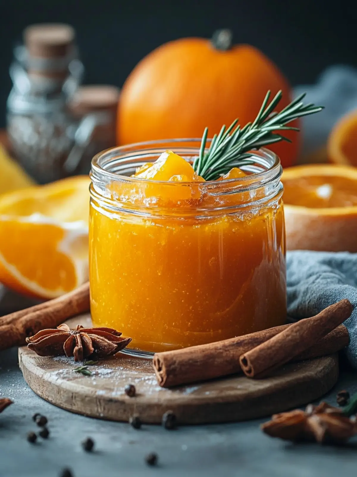Winterkürbis- und Apfelmarmelade mit Orangensaft