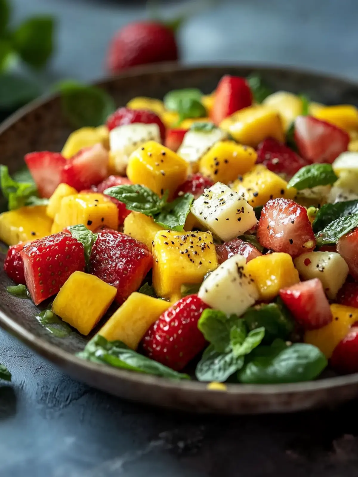 Erdbeeren und Mangosalat