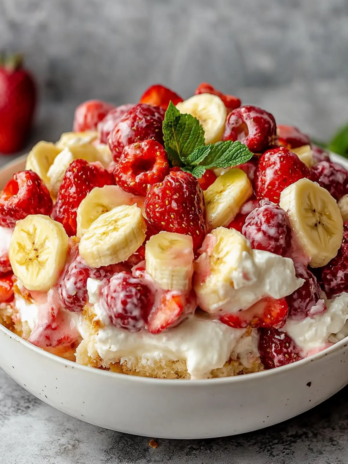 Erdbeer Bananen Käsekuchen Salat