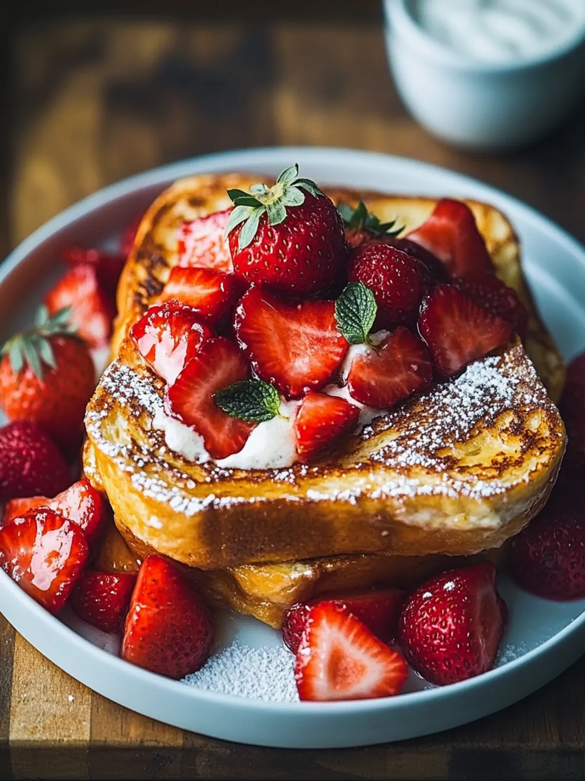 Die besten gebackenen Erdbeeren und Sahne French Toast
