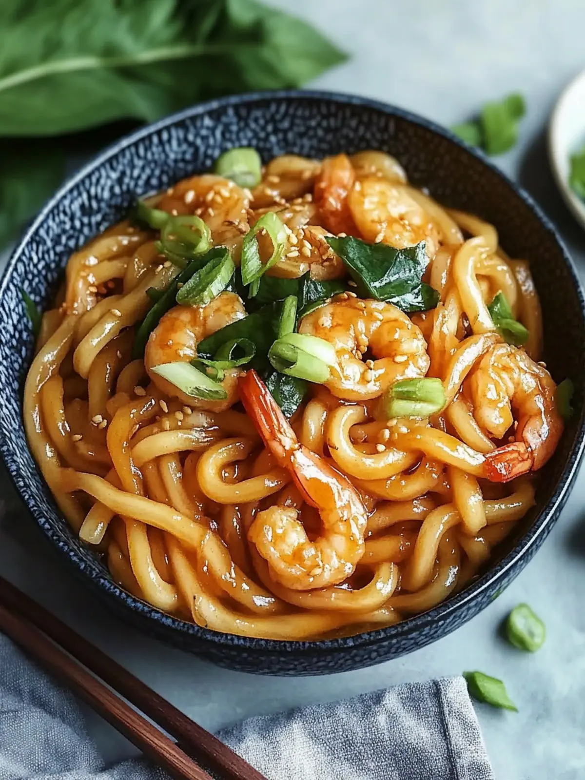 Leckere Yaki Udon mit Garnelen