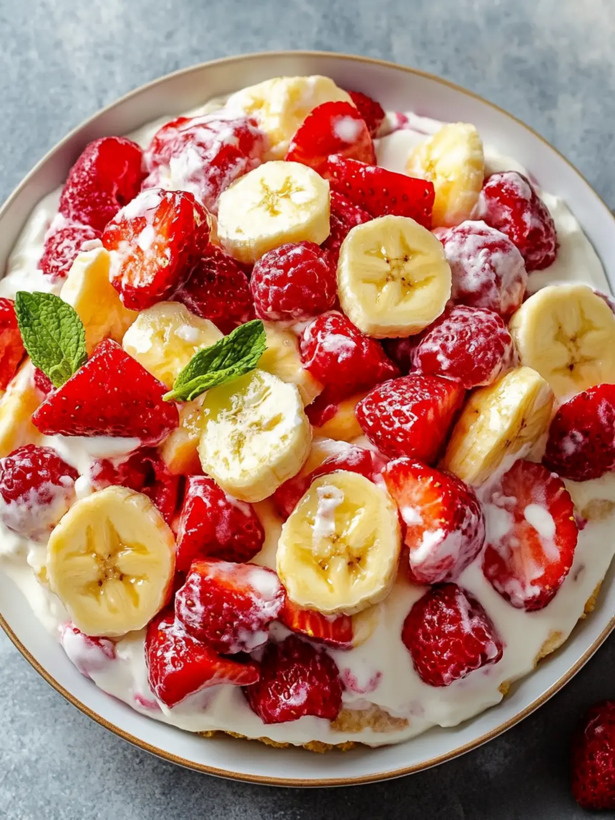 Erdbeer Bananen Käsekuchen Salat