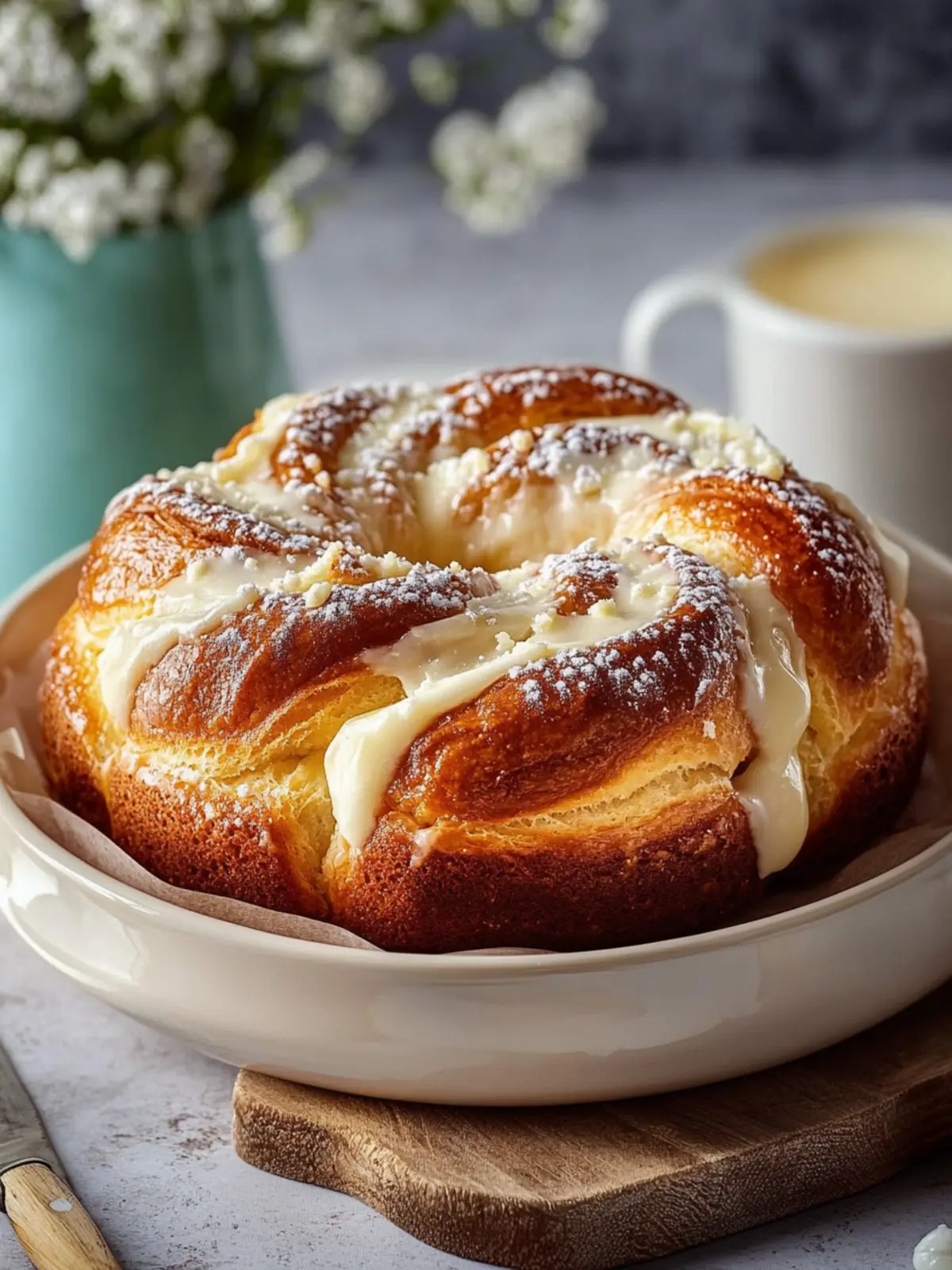 Zimtschnecken-Brioche mit Vanille-Frischkäse-Glasur