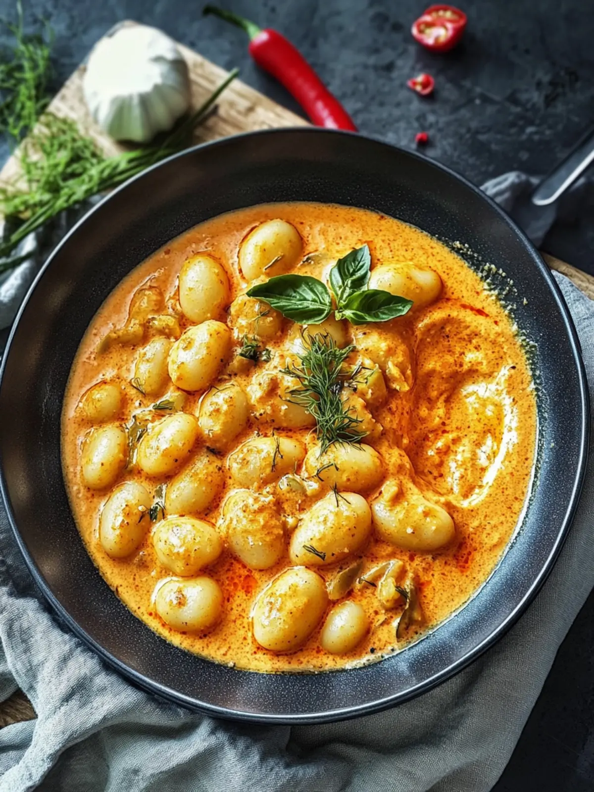 Paprika-Cremesauce-Hühnchen mit Gnocchi